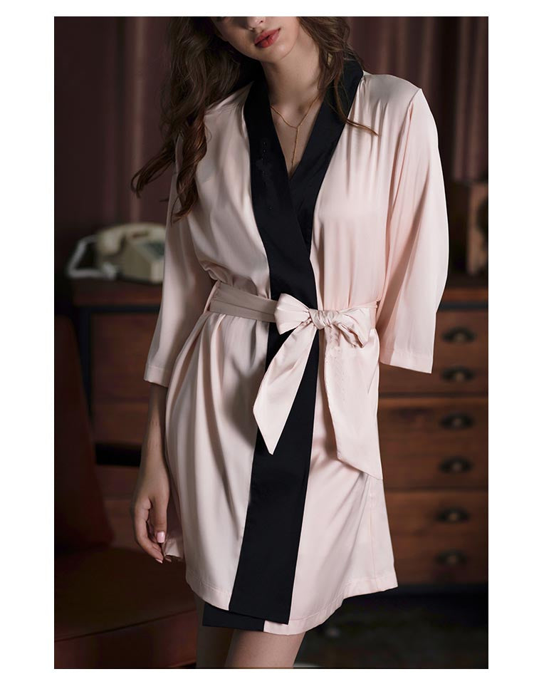 Pure Mulberry Silk Pink Robe for Spring & Summer, Bridesmaid Dress