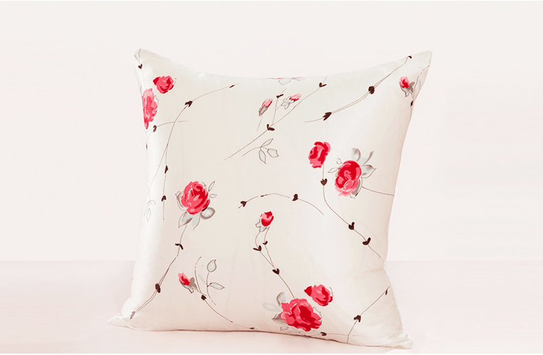 Natural Mulberry Silk Cushion Cover - Flower Print (Multi-size)