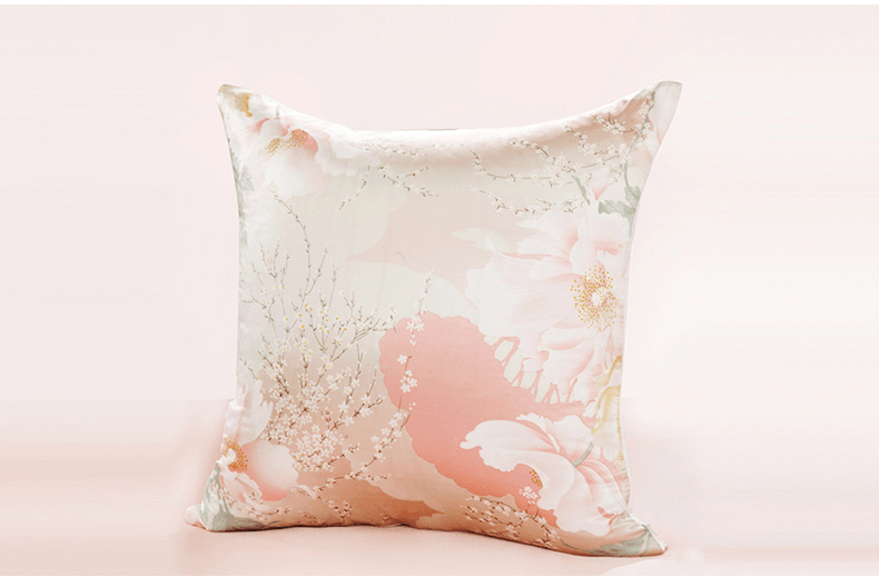Natural Mulberry Silk Cushion Cover - Flower Print (Multi-size)