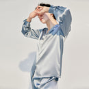 100% Pure Mulberry Silk Long Sleeve Pajamas for Spring 2-piece, Preppy Pajamas, Best Gift