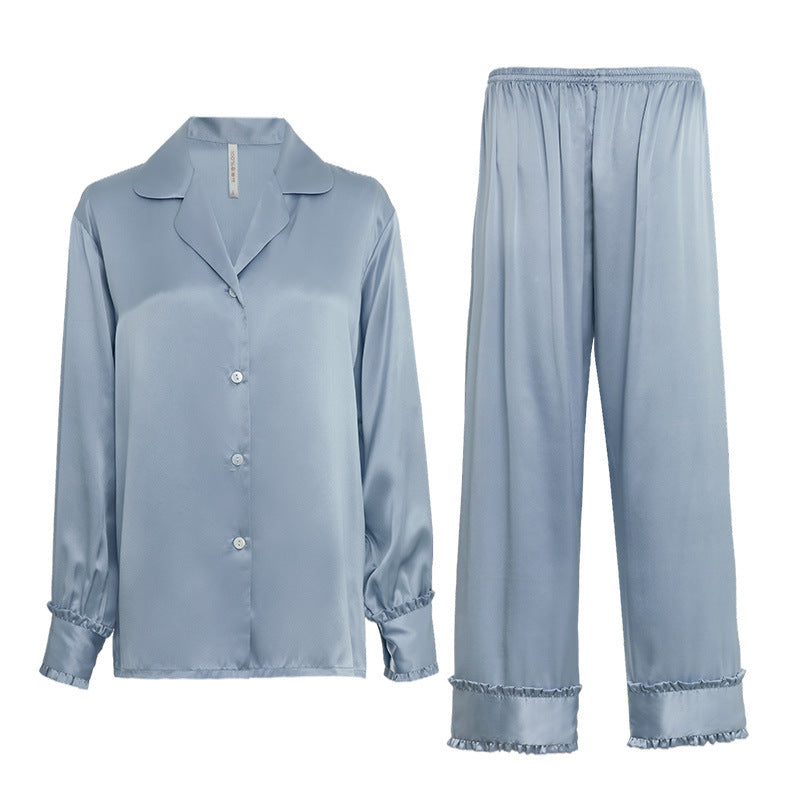 100% Pure Mulberry Silk Long Sleeve Pajamas for Spring 2-piece, Preppy Pajamas, Best Gift
