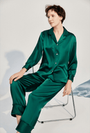 100% Pure Mulberry Silk Long Sleeve Pajamas for Spring 2-piece, Preppy Pajamas, Best Gift