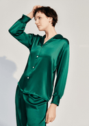 100% Pure Mulberry Silk Long Sleeve Pajamas for Spring 2-piece, Preppy Pajamas, Best Gift