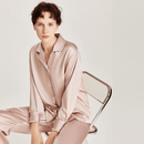 100% Pure Mulberry Silk Long Sleeve Pajamas for Spring 2-piece, Preppy Pajamas, Best Gift