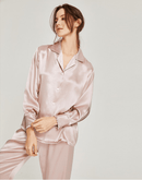 100% Pure Mulberry Silk Long Sleeve Pajamas for Spring 2-piece, Preppy Pajamas, Best Gift