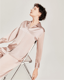 100% Pure Mulberry Silk Long Sleeve Pajamas for Spring 2-piece, Preppy Pajamas, Best Gift
