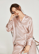 100% Pure Mulberry Silk Long Sleeve Pajamas for Spring 2-piece, Preppy Pajamas, Best Gift