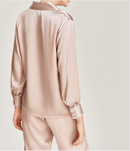 100% Pure Mulberry Silk Long Sleeve Pajamas for Spring 2-piece, Preppy Pajamas, Best Gift