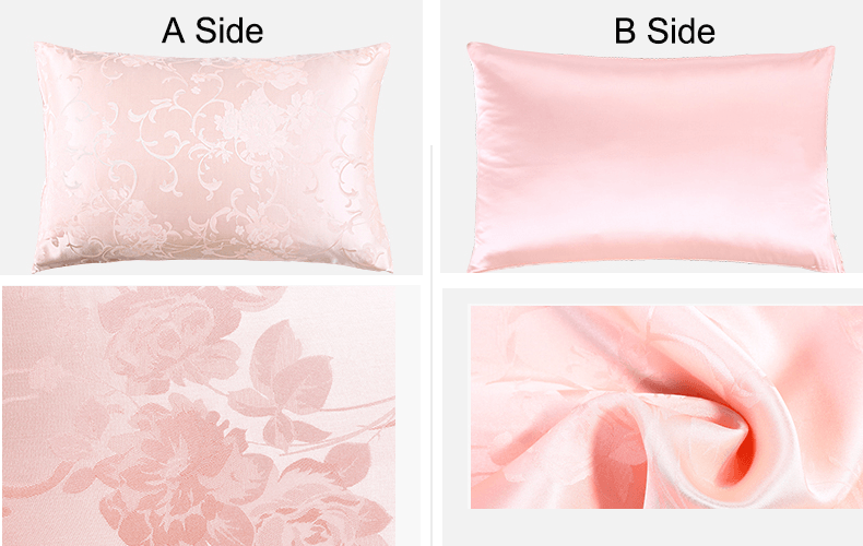 2-Side Design Natural Silk Sleeping Pillowcase Zipper Closure