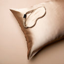 2 Pieces Set Natural Silk Sleeping Pillowcase with Eyemask 22 momme (Champagne)