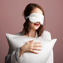 2 Pieces Set Natural Silk Sleeping Pillowcase Set with Eyemask 22 momme (White)
